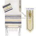 Grafted In Prayer Shawl Tallit with Blue and Gold Stripes